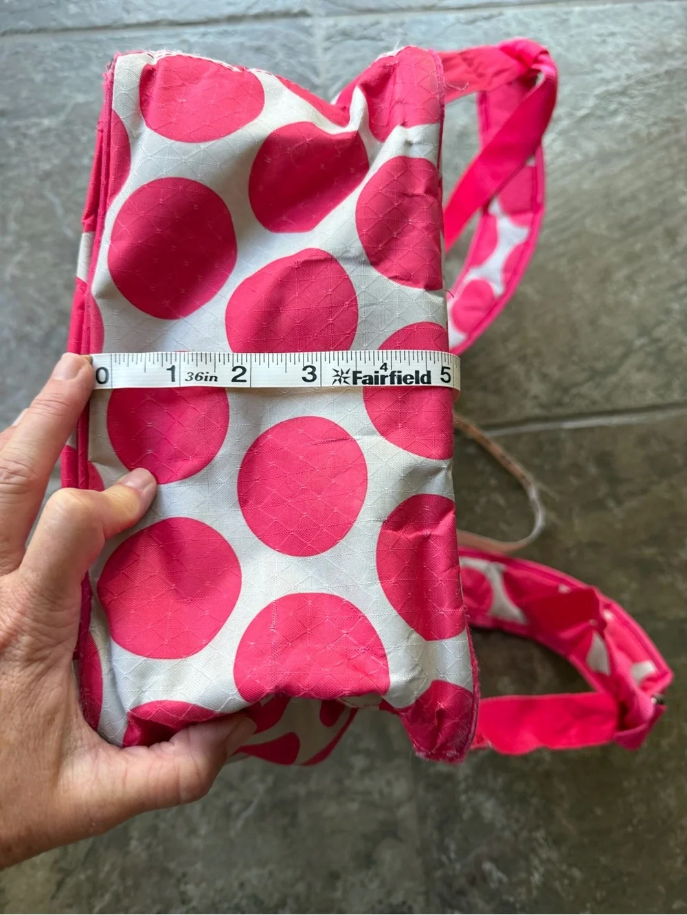 Thirty-One Her Deluxe Backpack Mod Coral Pink Polka Dot Bookbag Monogram Madalyn